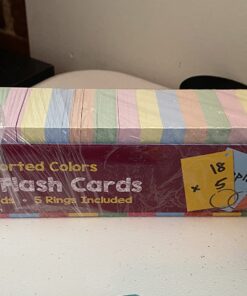 Star Right Assorted Colored Blank Flash Cards - 2"x3" Blank Index Note Cards, Flash Cards Blank, 1000 Pre Hole Punched Index Cards w/Metal Binder Rings, Blank Flashcards for GMT Prep, Math, Language 2" x 3" Multi-color 38 71su9yac0YL