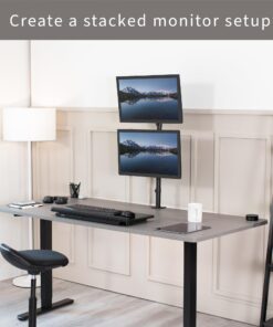 VIVO Dual LCD Monitor Desk Mount Stand Heavy Duty Stacked, Holds Vertical 2 Screens up to 32" (STAND-V002T) Black 28 71svU7v9G8L