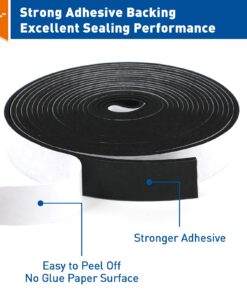 MAGZO Weather Stripping Door Seal, 1 Inch Wide X 1/8 Inch Thick Adhesive Foam Tape Soundproof Weatherstripping for Windows, 2 Rolls Total 33FT Black 1in * 1/8in * 33FT 11 71svori623L