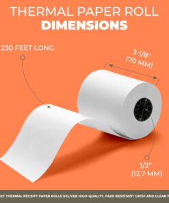Thermal Printer Receipt Paper Rolls 3 1/8 x 230 for Clover Station Pro Cash Registers and All POS Cash Registers Star Micronics BPA Free (32 Pack) 32 Rolls 3-1/8" x 230' 10 71sx1l1A HL