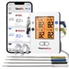 ThermoPro TP25 500ft Wireless Bluetooth Meat LCD Thermometer with 4 Temperature Probes Smart Digital Cooking BBQ Thermometer for Grilling Oven Food Smoker Thermometer, Rechargeable Milk White 18 71sx5ebc5L