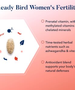 Ready Bird Women's Fertility Vitamins, Conception Supplement & Prenatal Multivitamin for Women, Methylfolate (Folic Acid), Whole Food Herbal Blend, Vegan, Includes Bonus Tips to Get Pregnant, 30 Ct 30 Count (Pack of 1) 23 71syok2t8QL
