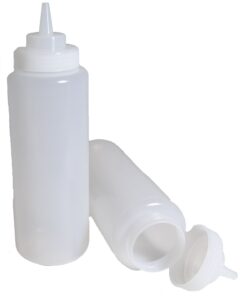 Alternative view of SET of 3, 32 Oz. (Ounce) Large Clear Squeeze Bottle, Condiment Squeeze Bottle, Open-tip, Wide Screw-on Spout, Polyethylene Durable Plastic, Diner Style.