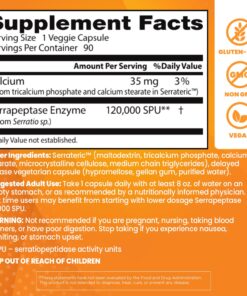 Doctor's Best High Potency Serrapeptase, Non-GMO, Gluten Free, Vegan, Supports Healthy Sinuses, 120,000 SPU, 90 Count 90 Count (Pack of 1) 22 71t ywZLPRL