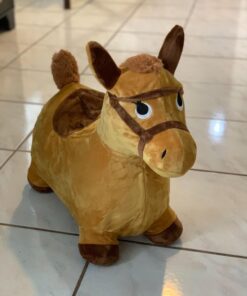 iPlay, iLearn Bouncy Pals Yellow Hopping Horse, Outdoor Ride on Bouncy Animal Play Toys, Inflatable Hopper Plush Covered W/Pump, Birthday Gift for 18 Months 2 3 4 5 Year Old Kids Toddlers Boys Girls Yellow Horse 38 71t0x8d2qnL