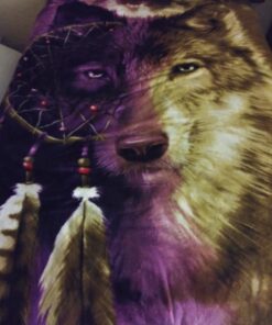 Dawhud Direct Dreamcatcher Wolf Fleece Blanket for Bed, 75" x 90" Dreamcatcher Fleece Throw Blanket for Women, Men and Kids Super Soft Plush Wolf Blanket Throw Fleece Blanket - King Size Blanket I Wolf Dreamcatcher 75" x 90" 25 71t1tL2H2BL