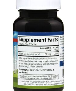 Carlson - Niacin, 50 mg, Supports Cholesterol Metabolism, Energy Production, Heart Health, Nerve Function, 300 Tablets 300 Count (Pack of 1) 6 71t4JM4AKHL