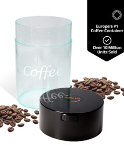 Alternative view of Coffeevac 1LB – Patented Airtight Container | Multi-use Vacuum Container Works as Smell Proof Containers for Ground Coffee and Coffee Bean Containers. Black Cap and Clear Body with Logo Black Cap/Clear Body W/Logo