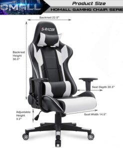 Alternative view of Homall Gaming Chair, Office Chair High Back Computer Chair Leather Desk Chair Racing Executive Ergonomic Adjustable Swivel Task Chair with Headrest and Lumbar Support (White) White