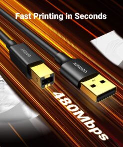 UGREEN USB Printer Cable - USB A to B Cable, 2.0 USB B Cable High-Speed Printer Cord Compatible with Hp, Canon, Brother, Samsung, Dell, Epson, Lexmark, Xerox, Piano, Dac, and More 10 FT 10FT 17 71t6WYV6q2L