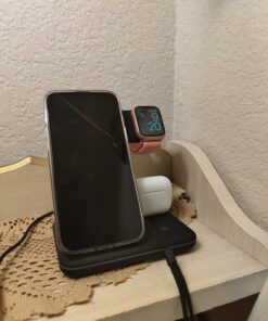 Wireless Charging Station, 2021 Upgraded 3 in 1 Wireless Charger Stand with Breathing Indicator Compatible with iPhone 12/11 Pro/XS/8, iWatch Series Black 35 71t6n PzxL