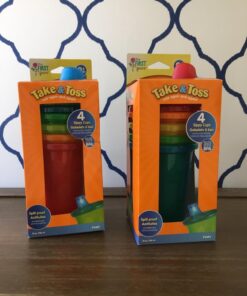The First Years Take & Toss Spill Proof Sippy Cups - Reusable Toddler Cups - Rainbow - Kids Cups and Snap On Lids for Ages 9 Months and Up - 4 Count Classic Rainbow 47 71t8TIMBpLL 1