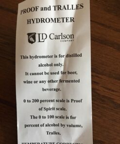 HYDROMETER - ALCOHOL, 0 - 200 PROOF and Tralle 27 71t9IZiKc4L