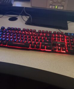 Rii RK100 3 Colors LED Backlit Mechanical Feeling USB Wired Multimedia Gaming Keyboard, Office Keyboard for Working or Primer Gaming,Office Device 44 71t9taCztL