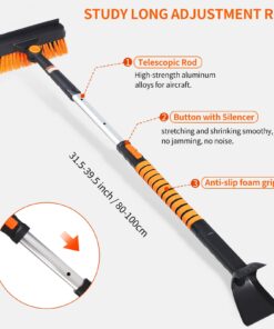 5in1 Car Snow Ice Scraper and Brush for Car SUV Trucks, 1x Ice Snow Shovel, 1x Heavy Duty 42" Extendable Snow Cleaning Brush Squeegee Broom, 1x Scratch Ice Snow Scraper Remover for Car Windshield 42" With Shovel 40 71tBMHOrVL