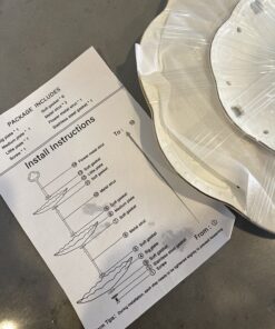 BonNoces 3-Tier Porcelain Embossed Cupcake Stand - Pure White Rimmed with Gold Dessert Cake Stand - Pastry Serving Tray Platter for Tea Party, Wedding and Birthday 39 71tBVm7LA1L