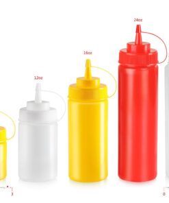 New Star Foodservice 26269 Squeeze Bottles Plastic, Wide Mouth with Caps, 32 oz, Clear, Pack of 6 32 oz 6-Pack 18 71tCV1qFUSL