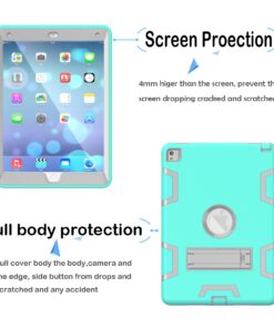 iPad Air 2 Case, iPad Pro 9.7 Case, Shock Absorption High Impact Resistant Hybrid Protective Case Cover with Kickstand for iPad Air 2 and iPad Pro 9.7" 2016 Mint Green/ Gray 13 71tCgOgGLmL