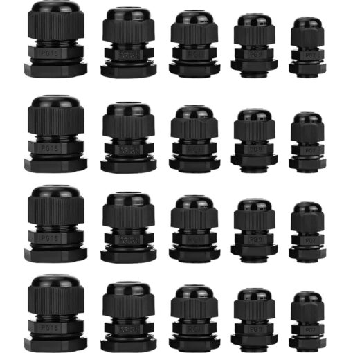 eBoot Plastic Waterproof Adjustable 3.5-13mm Cable Glands Joints, PG7, PG9, PG11, PG13.5, PG16, Pack of 20