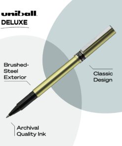 Uniball Deluxe Rollerball Pen, 12 Black Pens, 0.7mm Fine Point Roller Pens| Office Supplies, Ink Pens, Colored Pens, Fine Point, Smooth Writing Pens, Ballpoint Pens 7 71tGKFk45JL