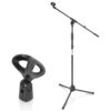 Pyle Foldable Tripod Microphone Stand - Universal Mic Mount and Height Adjustable from 37.5'' to 65.0'' Inch High w/ Extending Telescoping Boom Arm Up to 28.0'' - Knob Tension Lock Mechanism PMKS3 8 71tGY20Q4L