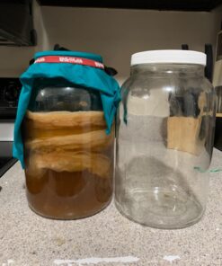 2 Pack ~ Wide Mouth 1 Gallon Clear Glass Jar - White Lid with Liner Seal for Fermenting Kombucha/Kefir, and Storing Food - USDA Approved, Dishwasher Safe 23 71tGiuO5BIL