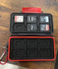 Kiorafoto Professional Water-Resistant Anti-Shock Holder Storage SD SDHC SDXC TF Memory Card Case Protector Cover with Carabiner for 12SD Cards & 12 Micro SD Cards for 12 SD + 12 Micro SD 57 71tH68iggDL 1