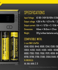 NITECORE New i4 battery Charger For Li-ion / IMR / Ni-MH/ Ni-Cd 18650 18350 16340 RCR123 14500 AA AAA D C w/ Ac and 12V DC (Car) power cords, EdisonBright BBX3 battery box, 2 X AA to D type batteries 16 71tIcoTgVrL