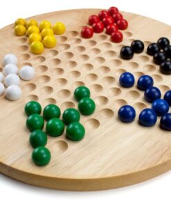 Brybelly Chinese Checkers Game Set with 11.5 in Natural Wood Checkers Board | 60 Wood Marbles in 6 Bright Colors for Adults, Boys and Girls Game Playing 9 71tKJLTLZGL