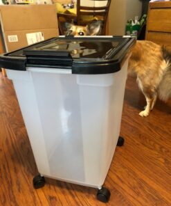 IRIS USA 65qt/16.2gal Airtight Pet Food Storage Container, Black 50 lbs Clear/Black 35 71tKg1pkwhL