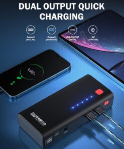 GOOLOO Jump Starter 2000A Peak Car Jumper Starter 12V SuperSafe Lithium Jump Box, Battery Booster Pack, Portable Car Battery Charger, and Jumper Cables for Up to 8.0L Gas or 6.0L Diesel Engine Black 28 71tMxW7HqOL