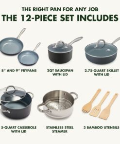 Alternative view of GreenPan Lima Hard Anodized Healthy Ceramic Nonstick 12 Piece Cookware Pots and Pans Set, PFAS-Free, Oven Safe, Gray