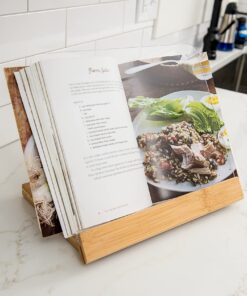 Lipper International 8815 Bamboo Wood and Acrylic Cookbook Holder, 12-1/2" x 9-1/4" x 6-3/4" Cookbook Holder (Wood with Splatter Guard) 15 71tO8NWaGML