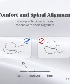 Alternative view of Puredown® Feathers Blend Soft and Flat Pillow with 100% Cotton Cover, Standard Size, Set of 2 White Standard (Pack of 2)