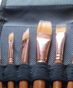 MyArtscape Travel Paint Brush Set, 7 Ultra Short-Handle Brushes with Case Holder - for Watercolor, Gouache and Acrylic - Synthetic Hair - Ideal for Plein Air Painting - Art Supplies 55 71tQShzNioL