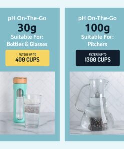 pH On-The-Go Portable Water Filter - Alkaline Pouch Filter for Water Bottles, Jugs, Pitchers, Container - High pH Water Alkalizer for Pure Drinking Water - 98 litres / 26 Gallons (3-Pack) 30g (3 Pack) 3 Pack 19 71tR3B2Aq4L