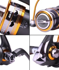 Sougayilang Spinning Fishing Reels with Left/Right Interchangeable Collapsible Wood Handle Powerful Metal Body 5.2:1/5.1:1 Gear Ratio Smooth 11BB for Inshore Boat Rock Freshwater Saltwater Fishing DK3000 22 71tRPZ4A8TL