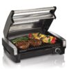Hamilton Beach Electric Indoor Searing Grill with Viewing Window & Adjustable Temperature Control to 450F, 118 sq. in. Surface Serves 6, Removable Nonstick Grate, Stainless Steel Searing Grill with Window 69 71tRQFahuML