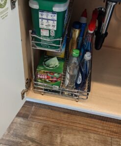 LYNK PROFESSIONAL® Slide Out Under Sink Cabinet Organizer - 11.5 in. wide x 18 inch deep - Sliding Pull Out Shelf for Inside Kitchen Cabinet or Under Sink - Lifetime Limited Warranty – Chrome 11.5x18 Chrome 52 71tTUcUIzmL