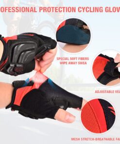 FIRELION Bike Gloves for Men/Women Cycling,Cycling Gloves for Outdoor MTB DH Road Racing,Full Finger Half Finger Padded Bicycle Protective Gloves,Non-Slip Shock-Absorbing Touchscreen Riding Gloves Medium Red 13 71tVIvB6BNL