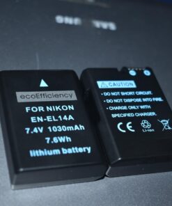 ecoEfficiency 2-Pack of EN-EL14, EN-EL14A Batteries for Nikon D3500, D3100, D3200, D3300, D3400, D5100, D5200, D5300, D5500, D5600, DF, Coolpix P7000, P7100, P7700, P7800 DSLR Cameras 12 71tW kWbFtL