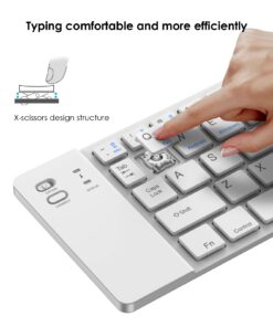 IKOS Folding Bluetooth Wireless Keyboard Slim Pocket Portable Travel Foldable Full Size Keyboard with Stand Holder for iPhone6-13 Max iPad Mini/Pro/Air, iOS Android Windows Laptop Smartphone/Tablet 32 71tW0Bc0M3L