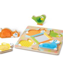 Melissa & Doug First Play Wooden Touch and Feel Puzzle Peek-a-Boo Pets With Mirror 16 71tWVYDhIqL