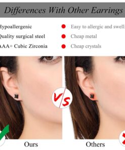 Jstyle Stainless Steel Black Stud Earrings for Men Women 20G Cubic Zirconia Black Earrings Studs for Sensitive Ears Hypoallergenic CZ Surgical Steel Earrings Pierced 3-8mm 3.0 Millimeters 13 71tYaLvkHL