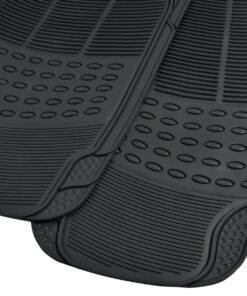 BDK M783 DuraChannel Heavy Duty Rubber Car Floor Mats Liner for Auto - All Weather 3 Piece Set Front & Rear, Fits Car Truck SUV Van, Universal Trim to Fit Black 31 71tYplDHI2L