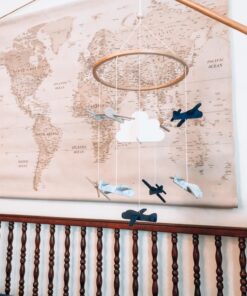 Sorrel + Fern Baby Crib Mobile (Airplanes in The Clouds) - Nursery Decoration Ceiling Mobile and Baby Shower for Boys & Girls - Grey and White Airplanes in The Clouds 37 71taZfcv DL