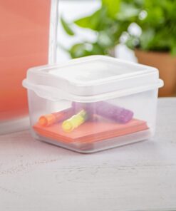 Sterilite FlipTop, Stackable Small Storage Bin with Hinging Lid, Plastic Container to Organize Desk at Home, Classroom, Office, Clear, 12-Pack 12 Pack 27 71teOsJllXL