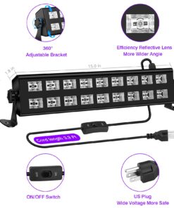 OPPSK Black Lights, 54W 18LEDs Powerful Black Light Bar Glow in The Dark Party Supplies for Blacklights Party Body Paint Birthday Halloween Christmas Stage Lighting 31 71teUveFYeS
