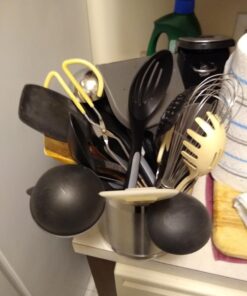 Oggi Stainless Steel Jumbo Utensil Holder - 7" Utensil Caddy, Weighted Base for Stability - Extra Large Utensil Crock and Countertop Utensil Organizer, Stainless Steel Stainless Steel - 7" 39 71tgFDqhzhL