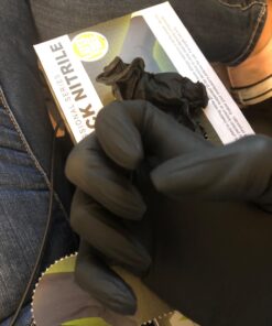 AMMEX Black Nitrile Exam Gloves, Box of 100, 3 Mil, Size Small, Latex Free, Powder Free, Textured, Disposable, Non-Sterile, Food Safe, ABNPF42100BX Small (Pack of 100) 40 71tgSfDKXhL